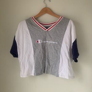 Champion Gray and White V-Neck T-Shirt